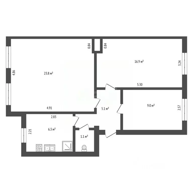 3-к кв. Санкт-Петербург 13-я Васильевского острова линия, 80 (62.2 м) - Фото 2