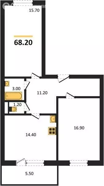 2-комнатная квартира: Пенза, улица Баталина, 29Ак1 (68.2 м) - Фото 1