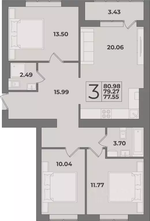 3-к кв. Калининградская область, Калининград Суздальская ул. (80.98 м) - Фото 0