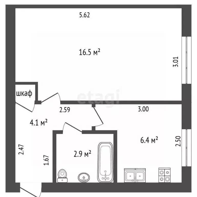 1-к кв. Костромская область, Кострома Рабочий просп., 36 (30.3 м) - Фото 2