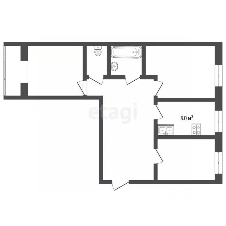 3-к кв. Коми, Усинск ул. Мира, 17 (67.5 м) - Фото 1