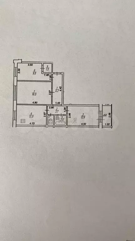 3-к. квартира, 65,8 м, 1/9 эт. - Фото 0