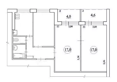 2к в 3-комнатной квартире ( м) - Фото 1