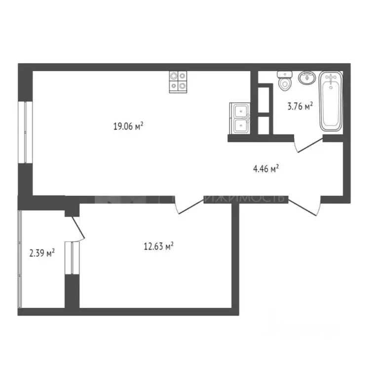 1-к кв. Тюменская область, Тюмень ул. Анатолия Клиндюка, 1 (42.3 м) - Фото 2