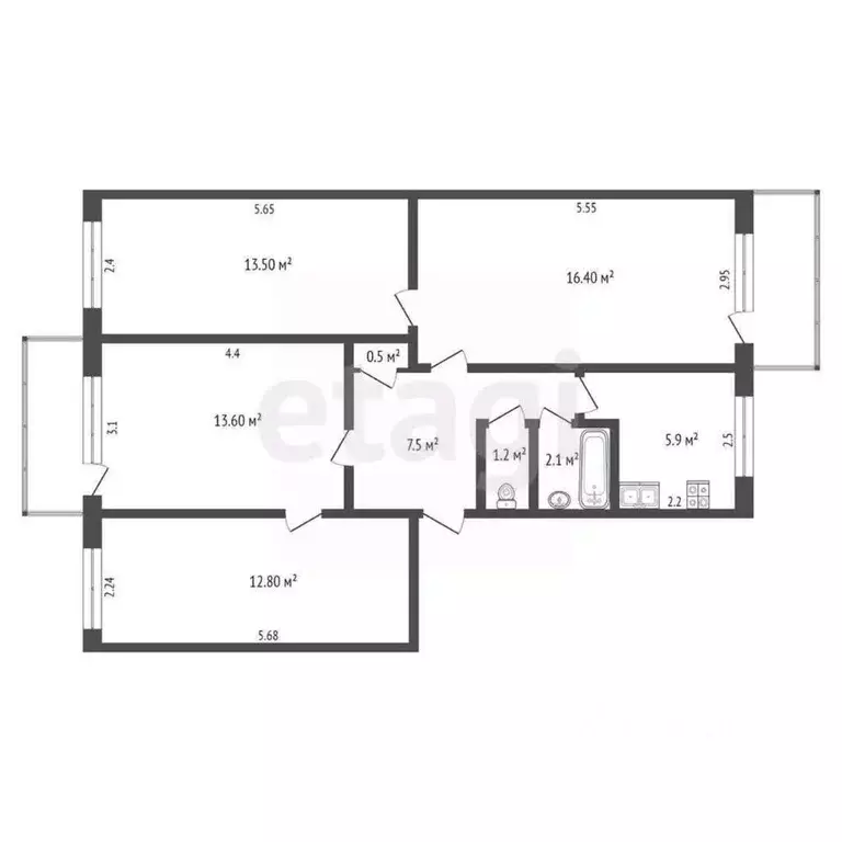 4-к кв. Коми, Усинск ул. Строителей, 9А (73.5 м) - Фото 0