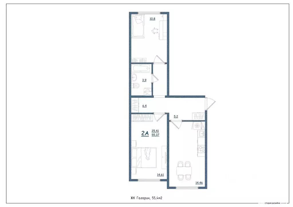 2-к кв. Ярославская область, Ярославль ул. Дядьковская, 16А (55.4 м) - Фото 2