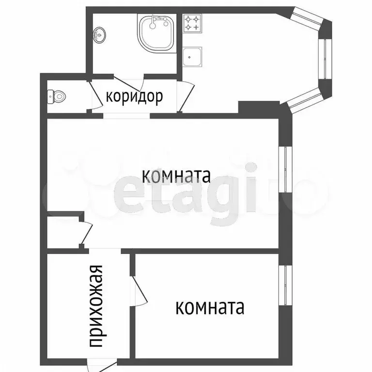 2-к. квартира, 49,8 м, 1/4 эт. - Фото 0