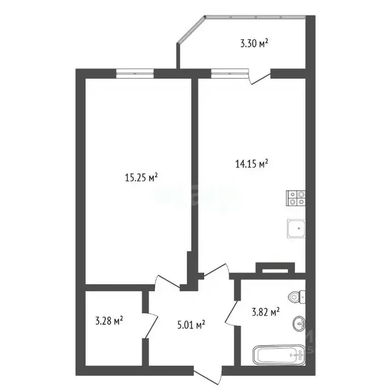 1-к кв. Воронежская область, Воронеж ул. Саврасова, 86 (42.0 м) - Фото 2