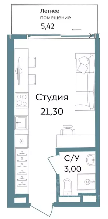 Студия Крым, Саки ул. Морская (29.72 м) - Фото 0