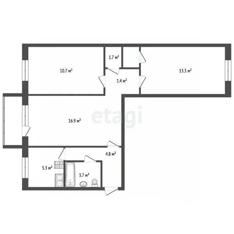 3-к кв. Ярославская область, Ярославль ул. Северная подстанция, 2 ... - Фото 2