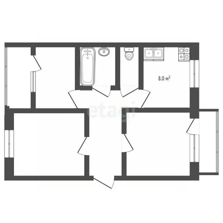 3-к кв. Вологодская область, Вологда Пионерская ул., 34А (62.1 м) - Фото 2