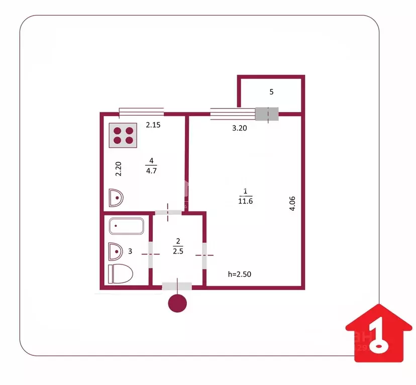 1-к кв. Омская область, Омск Городок Нефтяников мкр, ул. 50 лет ... - Фото 2