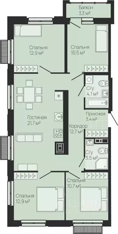 4-к кв. Нижегородская область, Нижний Новгород Резиденция жилой ... - Фото 0