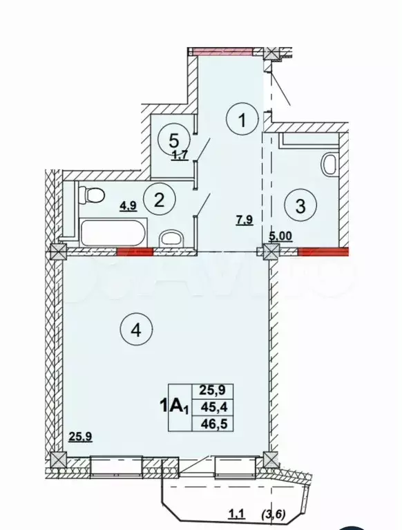 Квартира-студия, 45,1 м, 9/12 эт. - Фото 0