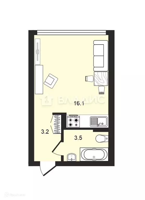 Продаётся квартира-студия, 22.8 м - Фото 1