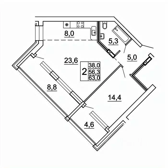 2-к кв. Приморский край, Владивосток Лесная ул., 1В/1 (62.9 м) - Фото 1