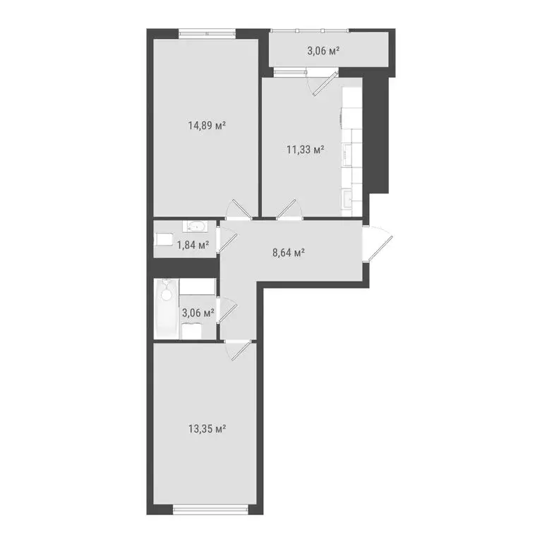 2-комнатная квартира: Ижевск, улица Е.М. Кунгурцева, 45к1 (55.6 м) - Фото 2