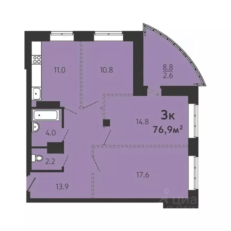 3-к кв. Омская область, Омск ул. 8-я Линия, 197А (73.8 м) - Фото 0