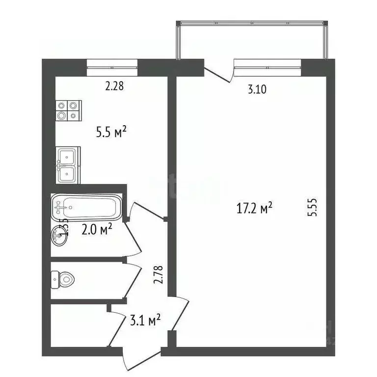 1-к кв. Кемеровская область, Кемерово ул. Халтурина, 43 (30.0 м) - Фото 1