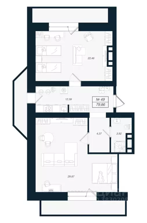 3-к кв. Ленинградская область, Выборгский район, Рощино пгт ул. ... - Фото 1