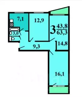 3-к кв. Москва Кировоградская ул., 42К1 (63.2 м) - Фото 2
