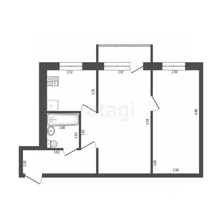 2-к кв. Самарская область, Самара Гая ул., 32 (44.6 м) - Фото 2