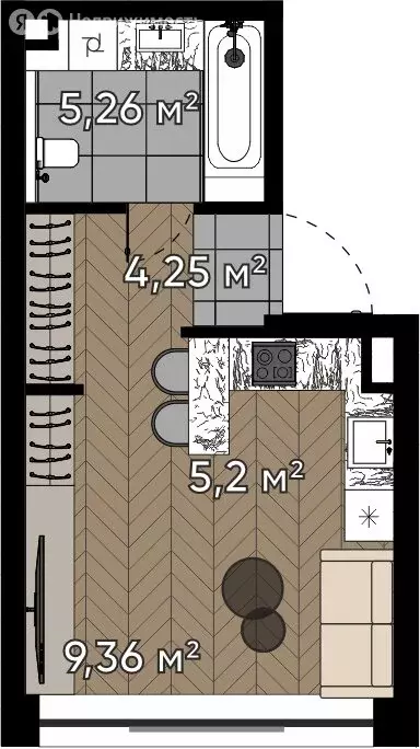 Квартира-студия: Москва, улица Берзарина, 37 (24.07 м) - Фото 0