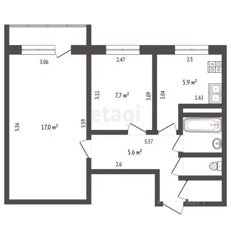 2-к кв. Костромская область, Кострома Малышково мкр, проезд ... - Фото 1