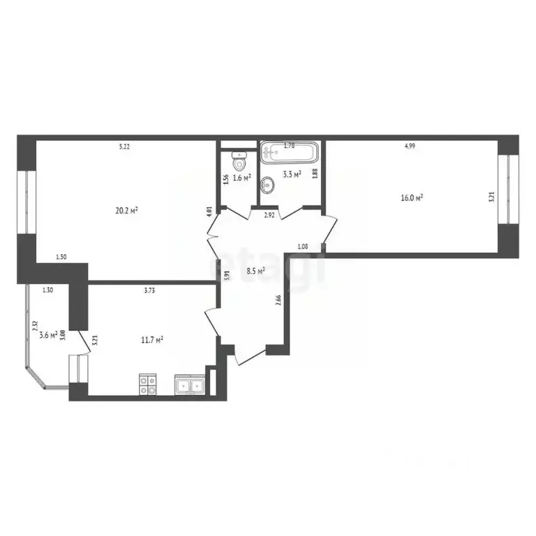 2-к кв. Ханты-Мансийский АО, Ханты-Мансийск ул. Лермонтова, 10 (61.3 ... - Фото 0