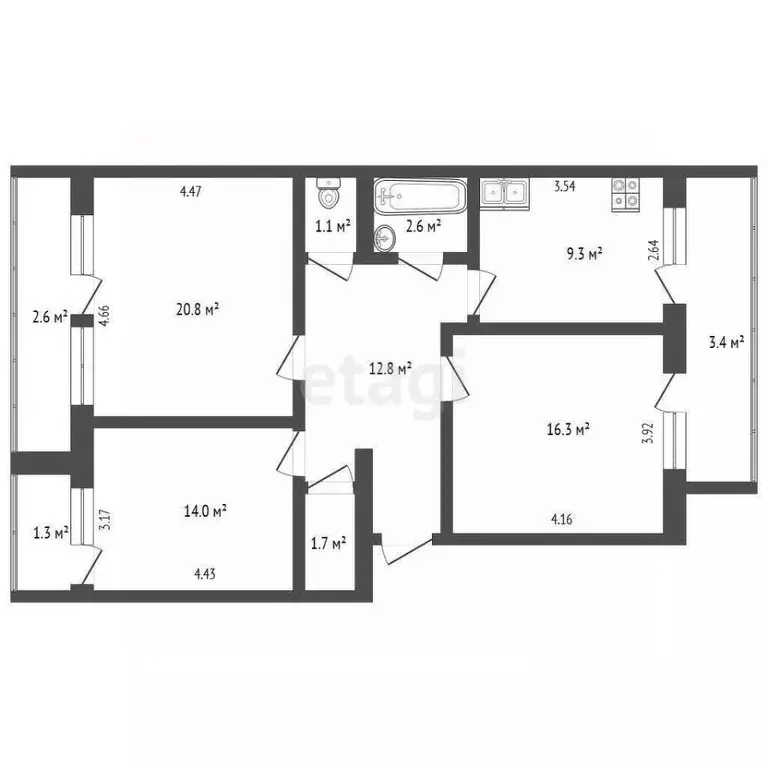 3-к кв. Крым, Сакский район, с. Фрунзе пер. Восточный (78.5 м) - Фото 1