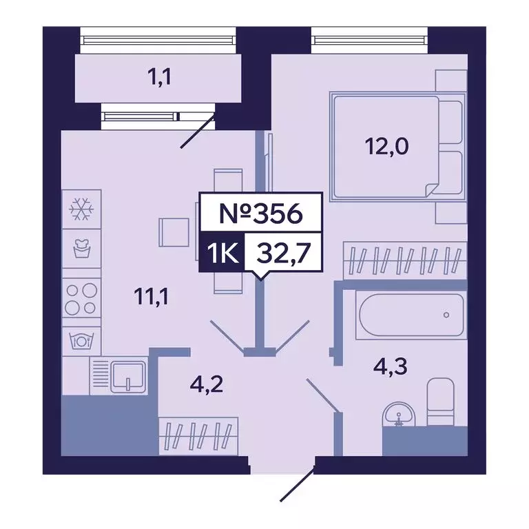 1-комнатная квартира: Якутск, Новопортовская улица, 1А/1 (32.7 м) - Фото 1