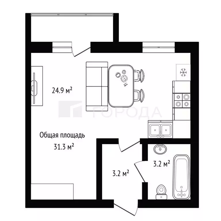 Квартира-студия: Искитим, улица Западный Жилмассив, 72 (31.3 м) - Фото 1
