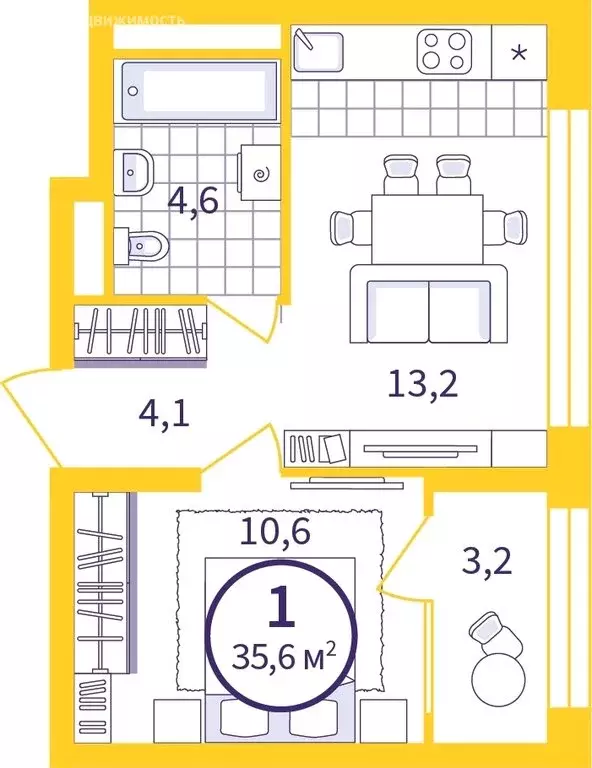 1-комнатная квартира: Екатеринбург, улица Щербакова, 76 (34.02 м) - Фото 0