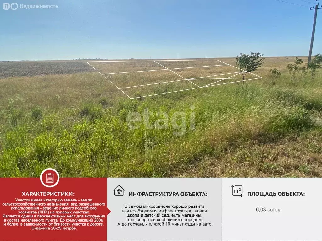 Участок в Евпатория, микрорайон Исмаил-Бей (6.04 м) - Фото 1