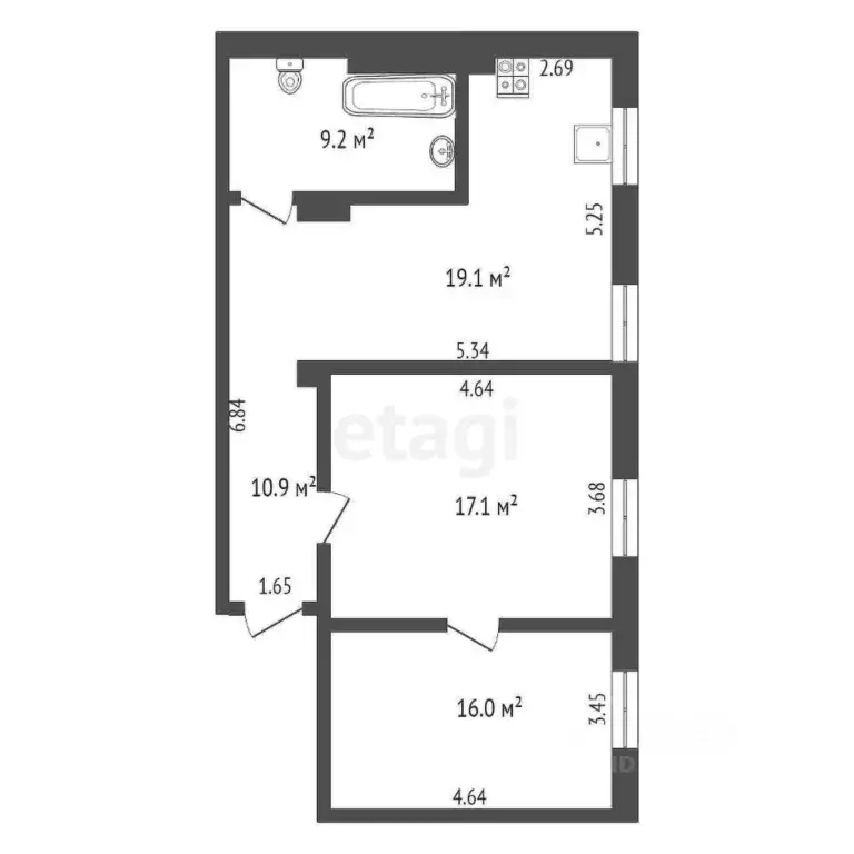 2-к кв. Калужская область, Калуга ул. Кирова, 56 (72.3 м) - Фото 2