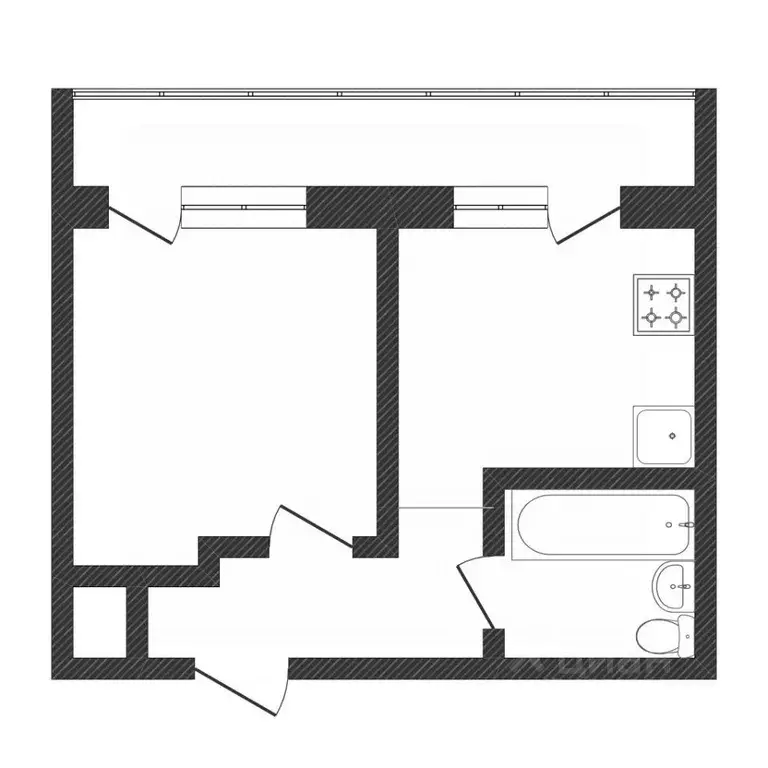 1-к кв. Тюменская область, Тюмень Олимпийская ул., 34 (26.0 м) - Фото 1