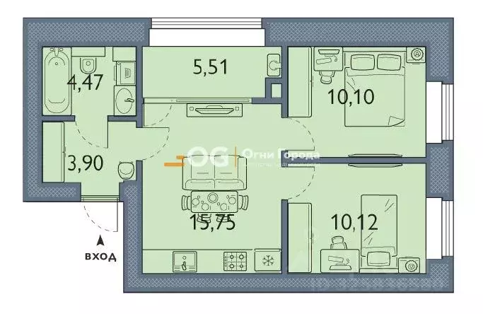 2-к кв. Брянская область, Брянский район, пос. Мичуринский, ... - Фото 1