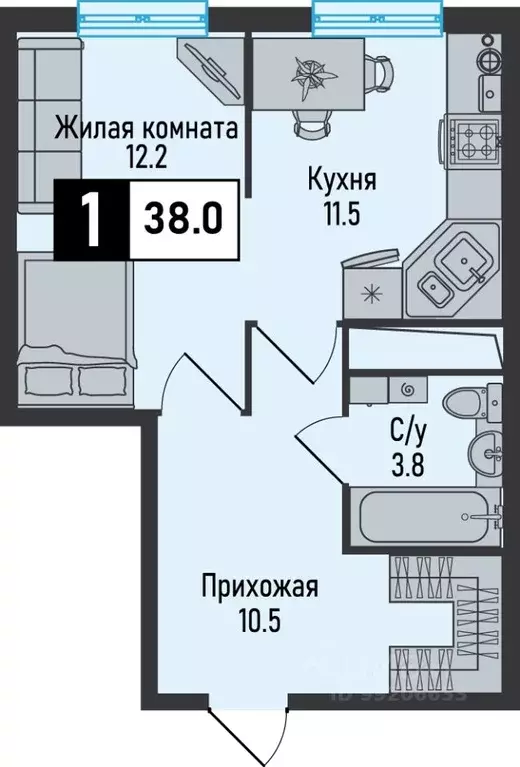 1-к кв. Ставропольский край, Железноводск городской округ, пос. ... - Фото 1