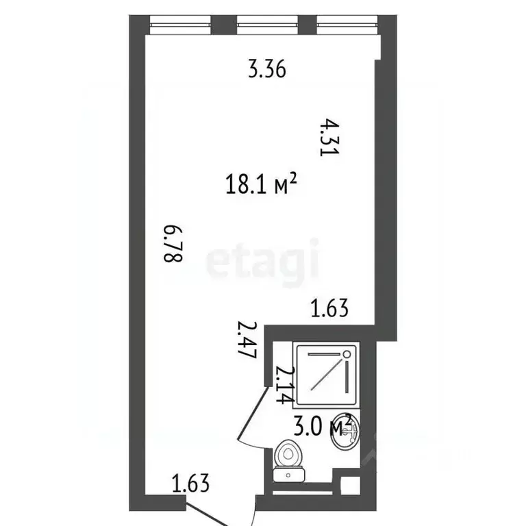 Студия Санкт-Петербург просп. Энергетиков, 2к2 (21.1 м) - Фото 2