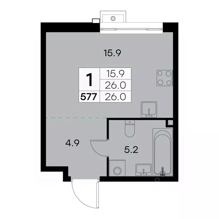 1-к кв. Москва Куркинское ш., 15 (26.0 м) - Фото 0
