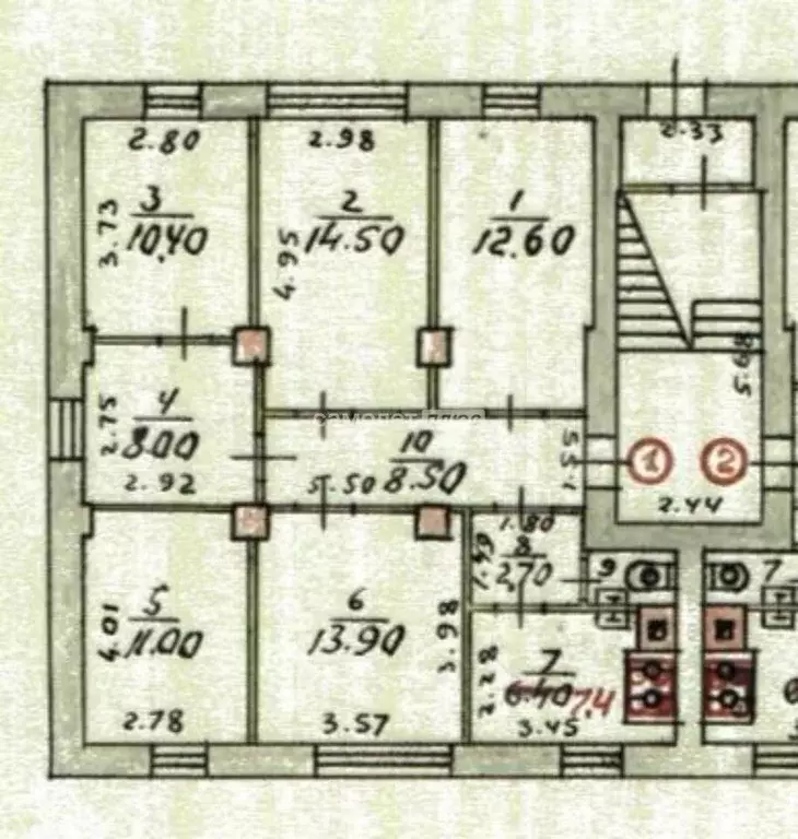 5-к. квартира, 90,6 м, 1/2 эт. - Фото 0