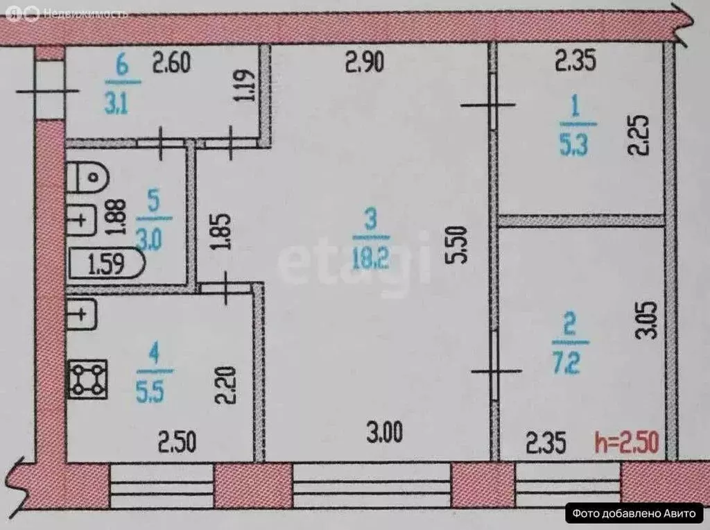 2-комнатная квартира: Барнаул, улица Крупской, 78 (42.3 м) - Фото 1