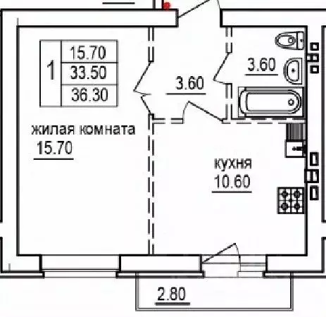 1-к кв. Саратовская область, Саратов пос. Мирный,  (36.3 м) - Фото 0