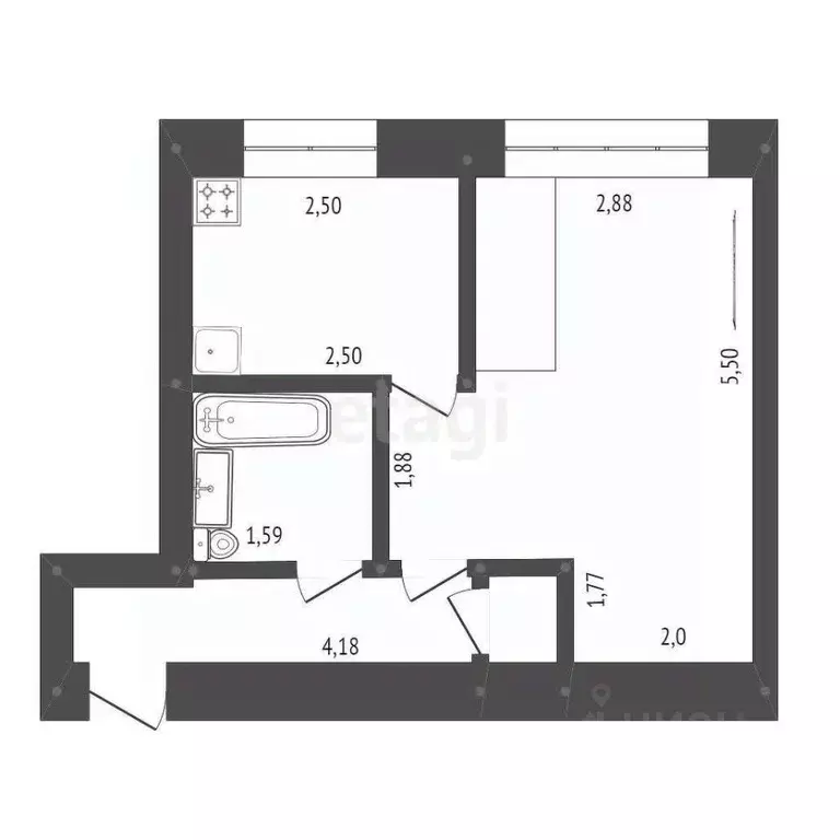 1-к кв. Амурская область, Белогорск Зеленая ул., 30 (29.5 м) - Фото 1