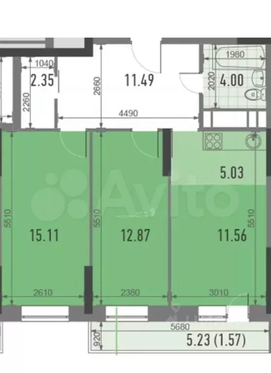3-к кв. Татарстан, Казань ул. Оренбургский Тракт, 4Б (65.0 м) - Фото 2