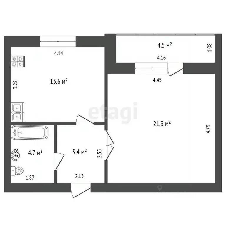 1-к кв. Тюменская область, Тюмень Первомайская ул., 40к1 (45.0 м) - Фото 1