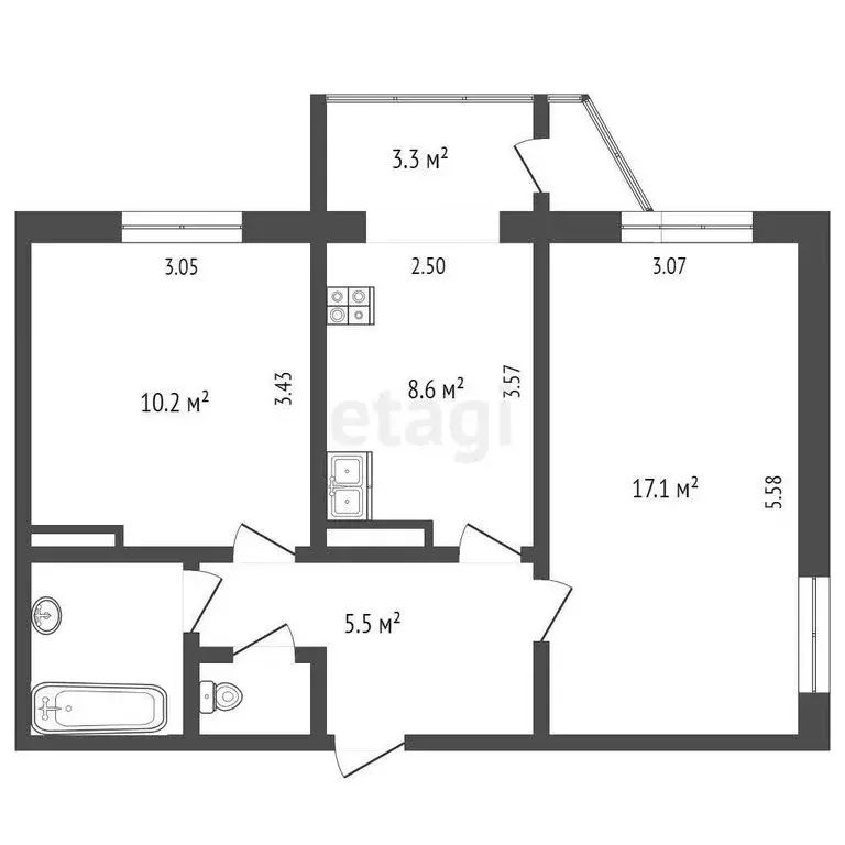 2-комнатная квартира: Петропавловск-Камчатский, проспект Рыбаков, 13/2 ... - Фото 1