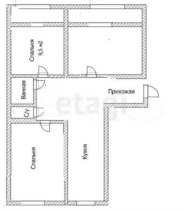 3-к. квартира, 70,9 м, 4/9 эт. - Фото 0