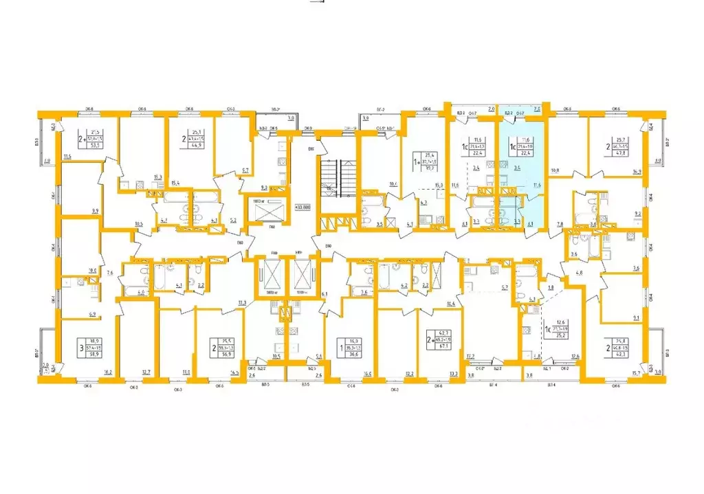 Студия Башкортостан, Уфа Инорс-4Б мкр, Акварель жилой комплекс (22.2 ... - Фото 2