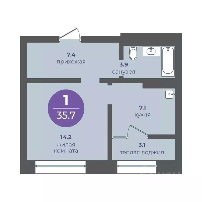 1-к кв. Красноярский край, Красноярск ул. Апрельская, 9 (35.7 м) - Фото 1